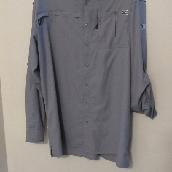 Drake Performance Fishing Shirt Men Large Breatable Vented Lightweight Gray - Picture 5 of 10